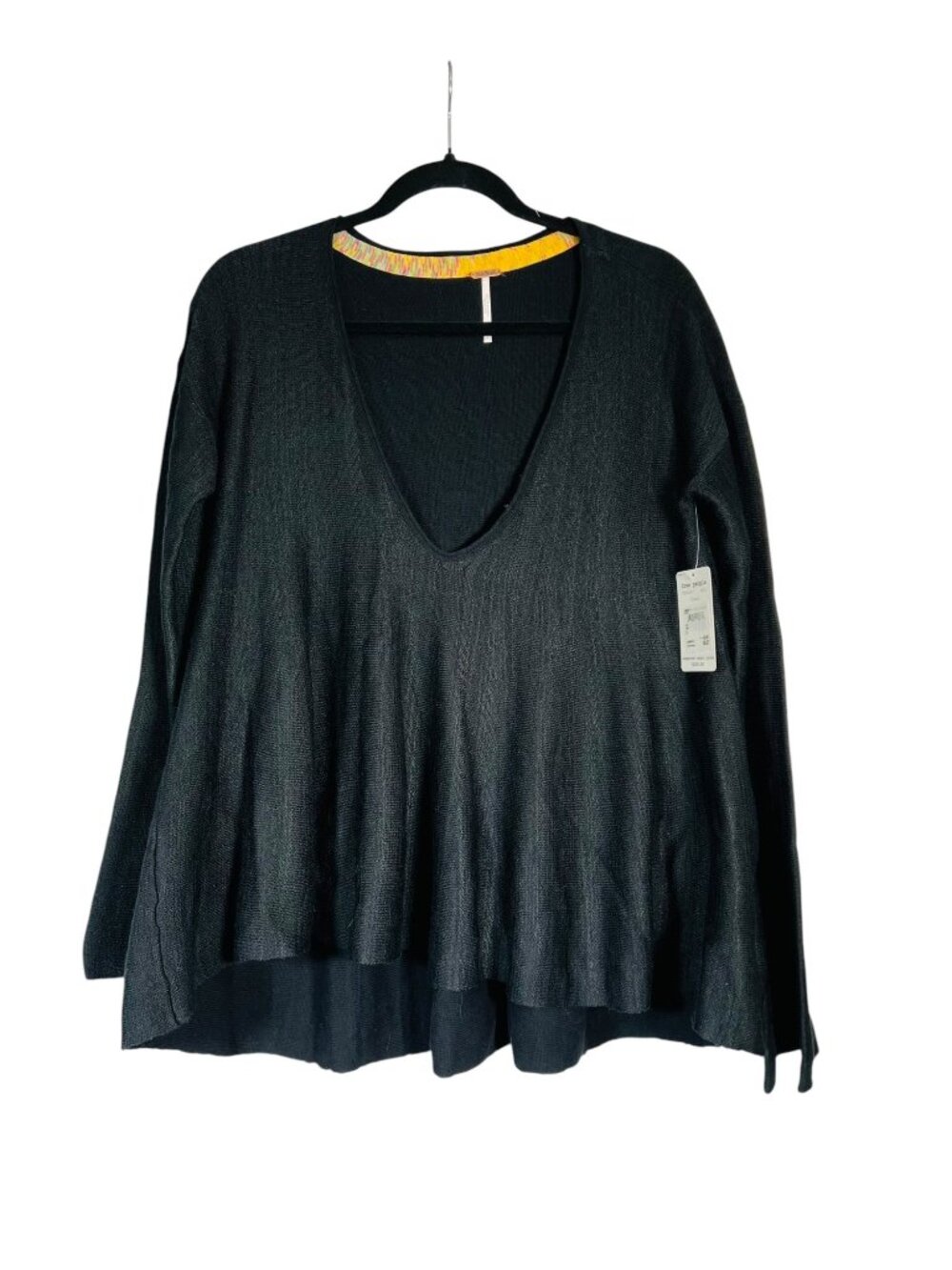 Free People Black Oversized Sweater Top S Studio Rental NWT Boho